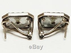 Vintage JUDITH JACK Camphor Glass & Marcasite Sterling Silver PIERCED Earrings