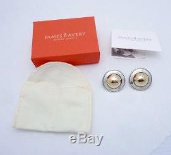 Vintage James Avery 14K Gold Sterling Silver Hammered Dome Large Earrings 23379