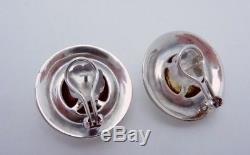 Vintage James Avery 14K Gold Sterling Silver Hammered Dome Large Earrings 23379