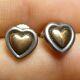 Vintage James Avery Sterling Silver & 14k Gold Heart Earrings