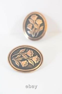 Vintage James Avery Sterling Silver Floral French Clips Pierced Stud Earrings