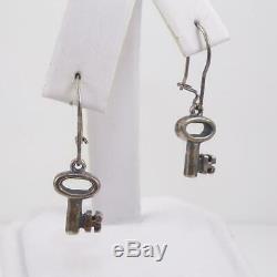 Vintage James Avery Sterling Silver Key Dangle Earrings LFE5