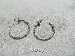 Vintage James Avery Twisted Wire Open Hoops Stud Sterling silver Earrings signed