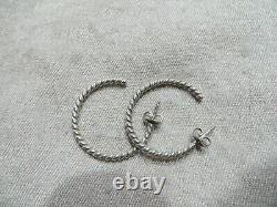 Vintage James Avery Twisted Wire Open Hoops Stud Sterling silver Earrings signed