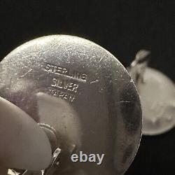 Vintage Japanese Estate Sterling Silver Hand Carved Dome Clip On Earrings 1