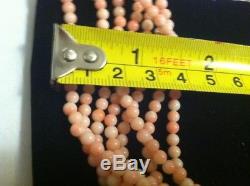 Vintage Jay King DTR Pink Coral Necklace 8-strand & Earrings Sterling Silver NIB