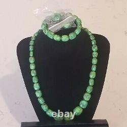 Vintage Jay King DTR Sterling 925 Green Turquoise Earrings Bracelet Necklace