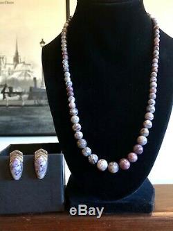 Vintage Jay King Sterling Silver Lepidolite Necklace & Earrings Set 925 DTR