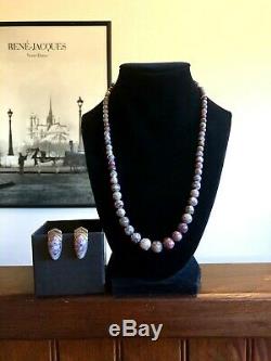 Vintage Jay King Sterling Silver Lepidolite Necklace & Earrings Set 925 DTR