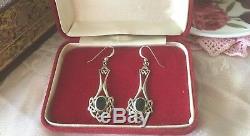 Vintage Jewellery KIT HEATH Sterling Silver Celtic Onyx earrings ear rings