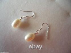 Vintage Jewellery Pearl Earrings Sterling Silver Ear Rings White Pearls Jewelry