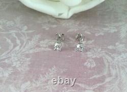 Vintage Jewellery Sterling Silver Earrings White Sapphires Antique Deco Jewelry