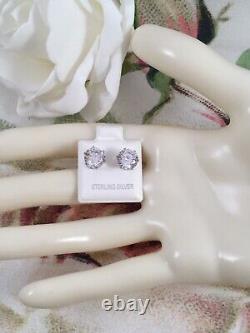 Vintage Jewellery Sterling Silver Earrings White Sapphires Jewelry Ear Rings