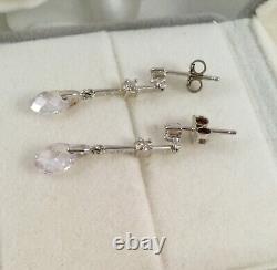 Vintage Jewellery Sterling Silver Wedding Earrings Jewelry Ear Rings 925 CZ MHJ
