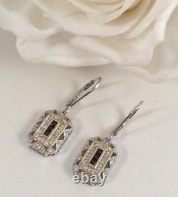 Vintage Jewellery Sterling Silver and Gold Earrings Antique Deco Jewelry