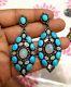 Vintage Jewelry Natural Turquoise, Opal, Diamond Sterling Silver Solid Earring