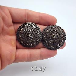 Vintage John Hardy Granulated Dome Sterling Silver Clip On Earrings