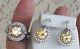 Vintage Judith Ripka Sterling Silver 925 Citron Stone Earrings & Matching Ring