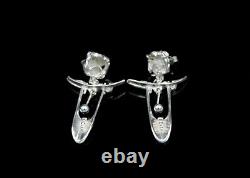 Vintage Juhls Kautokeino Sterling 925 Modernist Tundra Stud Drop Earrings Norway