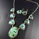 Vintage Kewa Sterling Silver Blue Diamond Turquoise Necklace And Earrings Set