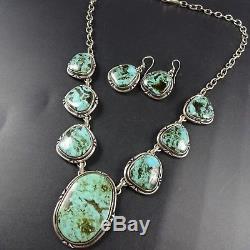 Vintage KEWA Sterling Silver BLUE DIAMOND TURQUOISE Necklace and Earrings SET