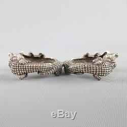 Vintage KIESELSTEIN-CORD Sterling Silver AlligatorEngraved Hoop Earrings