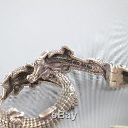 Vintage KIESELSTEIN-CORD Sterling Silver AlligatorEngraved Hoop Earrings