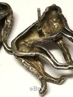 Vintage Kabana Sterling Silver Leopard Panther Earrings Rare