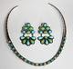 Vintage Kee Cook Rocki Gorman Sterling & Turquoise Earrings + Collar Necklace