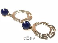 Vintage Ladies Sterling Silver Blue Lapis Earrings MEXICO TAXCO Wow
