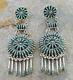 Vintage Ladies Sterling Silver Native American Turquoise Dangle Earrings