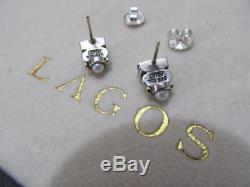 Vintage Lagos Caviar Amethyst & Pearl Sterling Silver & 18k Gold Stud Earrings
