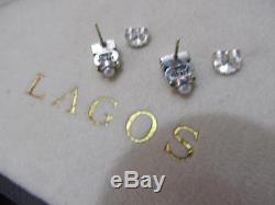 Vintage Lagos Caviar Amethyst & Pearl Sterling Silver & 18k Gold Stud Earrings