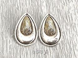 Vintage Large Sterling Silver Teardrop Post Back Earrings 24 Grams