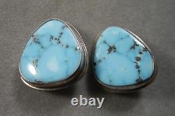 Vintage Large Sterling Silver & Turquoise Southwestern Earrings by Ralph Sena