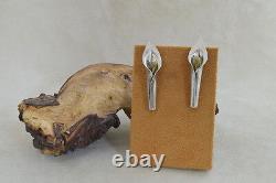 Vintage Laton Mexican Sterling Silver Post Lily Earrings