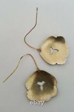 Vintage Laurel Burch Sterling Silver Enamel Flower Earrings