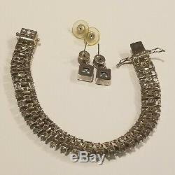 Vintage Lori Bonn Sterling Silver 925 Amethyst Blue Topaz Earrings 925 Bracelet