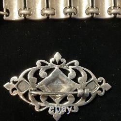 Vintage Lot 9 Marcasite Sterling Silver Jewelry Pins Earrings Bracelet Tie Bars