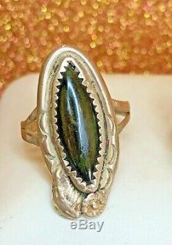 Vintage Lot Native American Sterling Silver 2 Rings Earrings Pendant Turquoise