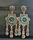 Vintage Matl Sterling Silver Amethyst Turquoise Coral Earrings Mexico Tm-206