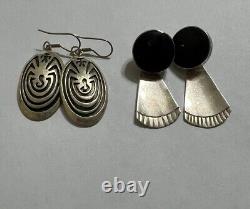 Vintage MEXICO JCH Sterling Silver black ónix earring 1 pair sterling earrings