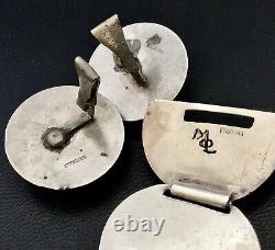 Vintage MOL Sterling Silver Modernist/Industrialist Disc Bracelet, Earrings Set