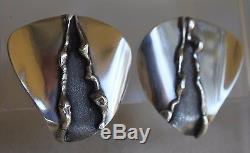 Vintage M FRED SKAGGS Modernist Mid Century Brutalist Sterling Silver EARRINGS