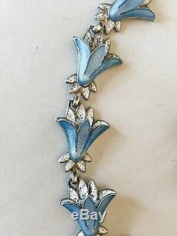 Vintage Margot De Taxco Sterling Enamel Bluebell Necklace Brooch And Earrings