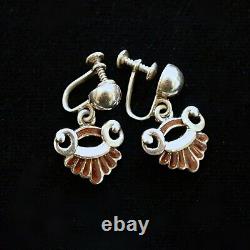 Vintage Margot De Taxco Sterling Enamel Earrings #5665, 7.7 Grams