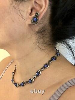 Vintage Margot De Taxco Sterling Silver Necklace & Earrings Set # 5209