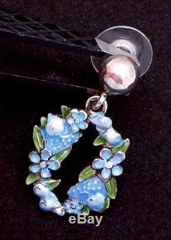 Vintage Margot de Taxco Mexican Sterling Silver Enamel Flower Earrings 22929