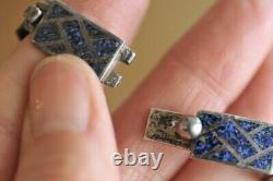 Vintage Margot de Taxco Sterling Silver Enamel Geometric Bracelet Earrings set
