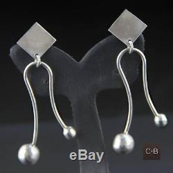 Vintage Mexican Kinetic Avant Garde Abstract Sterling Silver Earrings Taxco